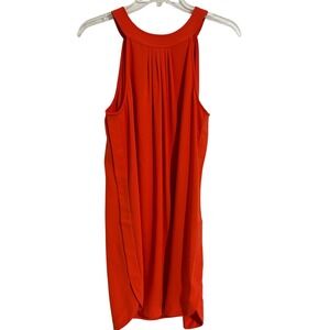 Southern Tide Womens Orange Halter Pleated Front Keyhole Back Shift Dress Size M